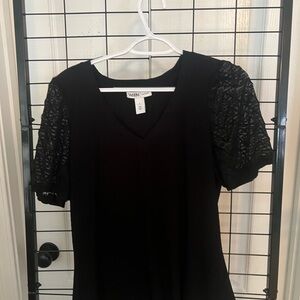 White House Black Market Black V-Neck Top sz large